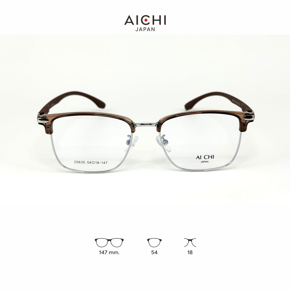 AICHI JAPAN 20635 กรอบแว่นไอจิ แว่นสายตา แว่นกรองแสงออโต้ กรองแสงสีฟ้า สายตาสั้น ยาว แว่นแฟชั่น