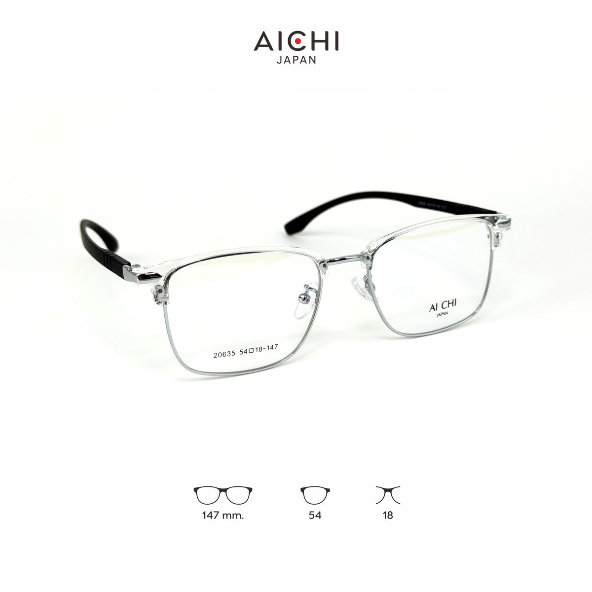 AICHI JAPAN 20635 กรอบแว่นไอจิ แว่นสายตา แว่นกรองแสงออโต้ กรองแสงสีฟ้า สายตาสั้น ยาว แว่นแฟชั่น