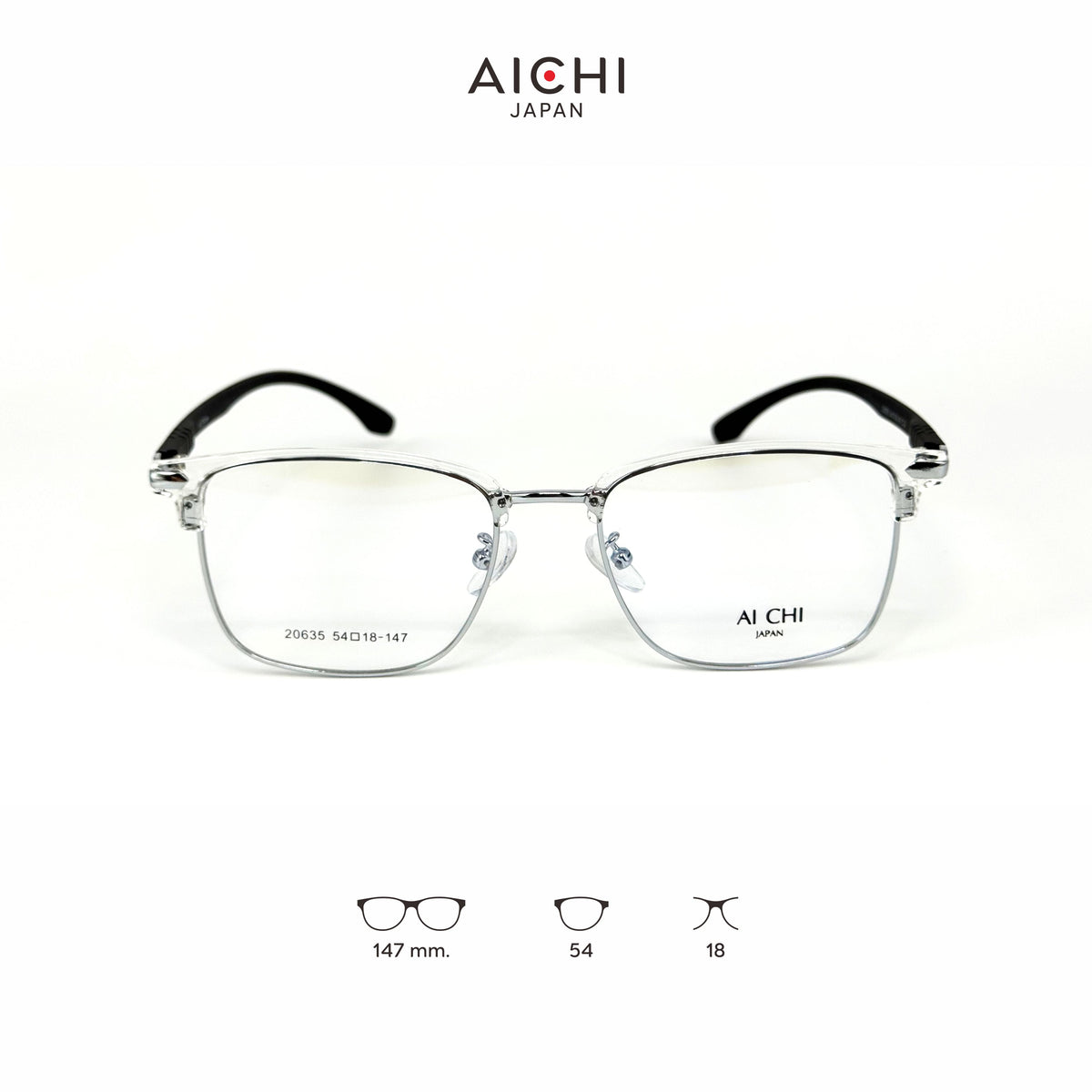 AICHI JAPAN 20635 กรอบแว่นไอจิ แว่นสายตา แว่นกรองแสงออโต้ กรองแสงสีฟ้า สายตาสั้น ยาว แว่นแฟชั่น