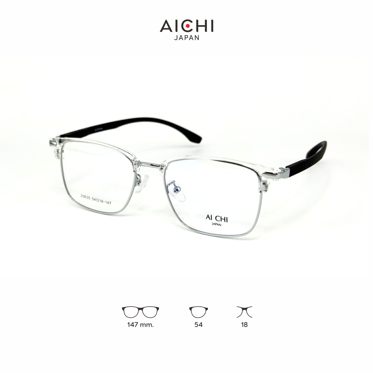 AICHI JAPAN 20635 กรอบแว่นไอจิ แว่นสายตา แว่นกรองแสงออโต้ กรองแสงสีฟ้า สายตาสั้น ยาว แว่นแฟชั่น